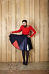 Image 1 of  for sleeve_red_skirt_blue